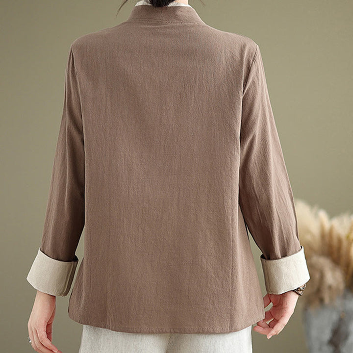 Buddha Stonesの秋の無地漢服長袖レースアップレディースシャツ - image 21