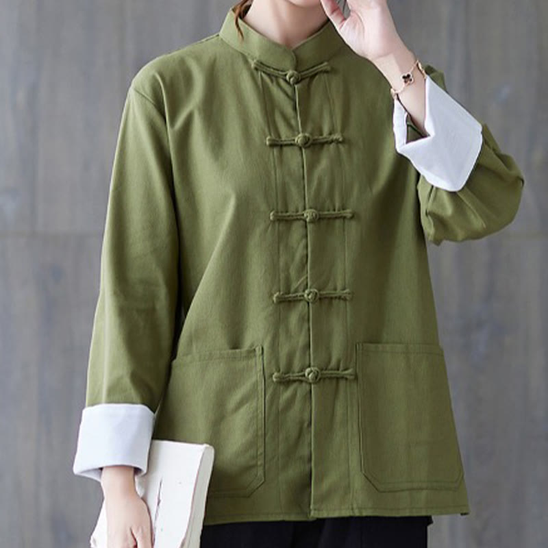 Buddha Stonesレディース カエルボタン長袖シャツパンツ 瞑想服 - 緑のシャツ - US8-10，UK/AU12-14，EU40-42 (2XL) - image 0