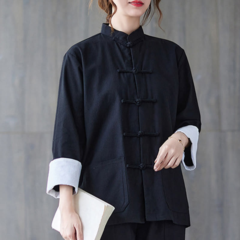 Buddha Stonesレディース フロッグボタン 長袖シャツ パンツ 瞑想用 コットンリネン 衣類 - image 6