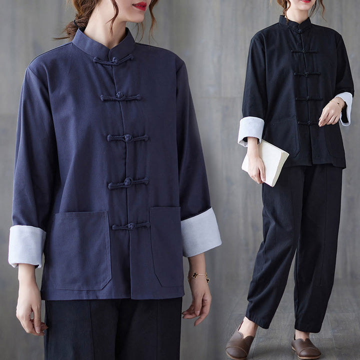 Buddha Stonesレディース フロッグボタン 長袖シャツ パンツ 瞑想用 コットンリネン 衣類 - image 20