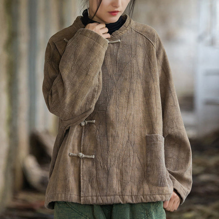 Buddha Stones無地 フロッグボタン サーマル 長袖 ラミー リネン レディース シャツ - image 14