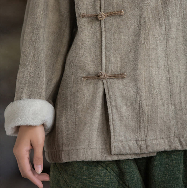 Buddha Stones無地 フロッグボタン サーマル 長袖 ラミー リネン レディース シャツ - image 9