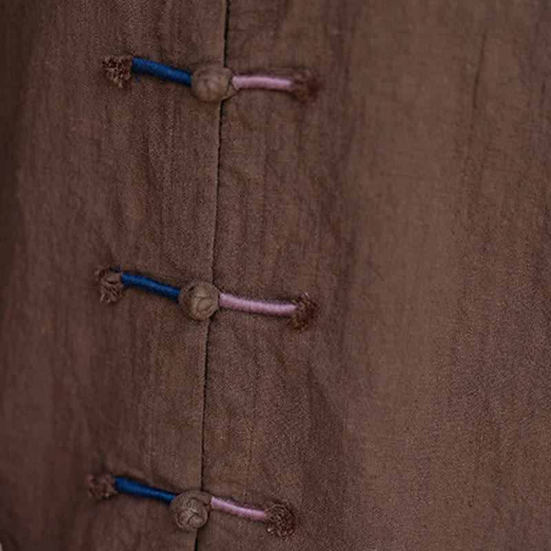 Buddha Stones無地 ツーカラー フロッグボタン 長袖 ラミー リネン レディース シャツ - image 20