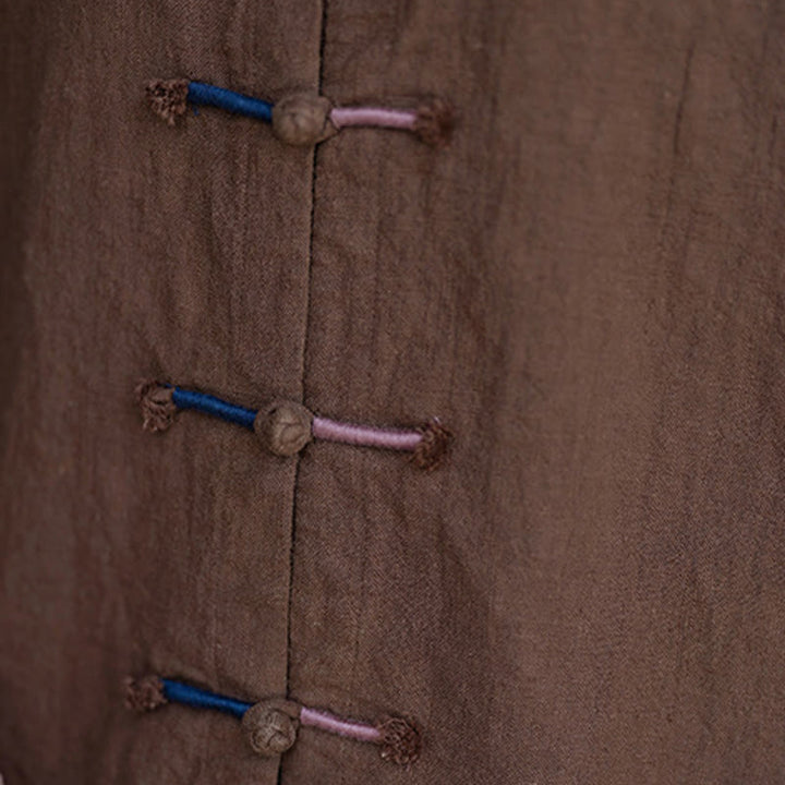 Buddha Stones無地 ツーカラー フロッグボタン 長袖 ラミー リネン レディース シャツ - image 20