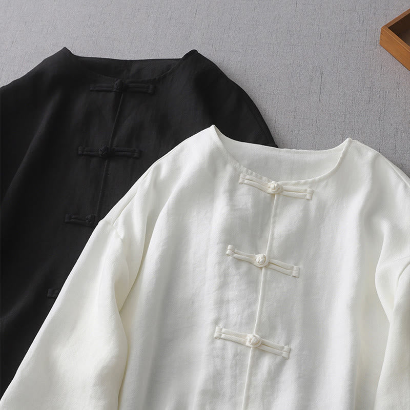 Buddha Stones無地ボタン長袖レディースシャツ - image 10