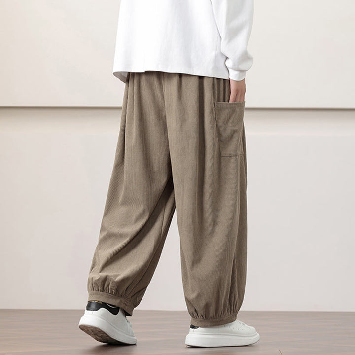 Buddha Stones無地コーデュロイドローストリングメンズハーレムパンツ（ポケット付き） - image 26