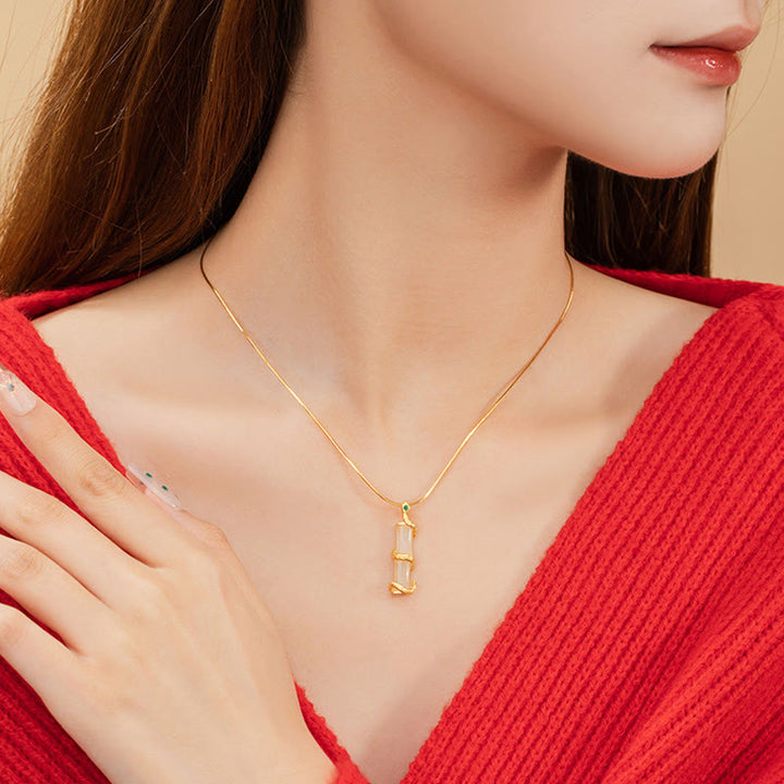 Buddha Stones和田翡翠 925 スターリングシルバー 蛇年 竹の成長 ネックレス ペンダント - image 8