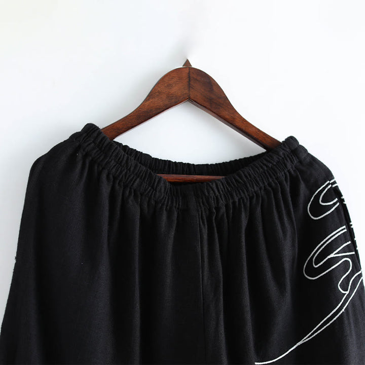 Buddha Stonesと雲の柄 伸縮性ウエスト エスニックコットン メンズ ポケット付きパンツ - image 9