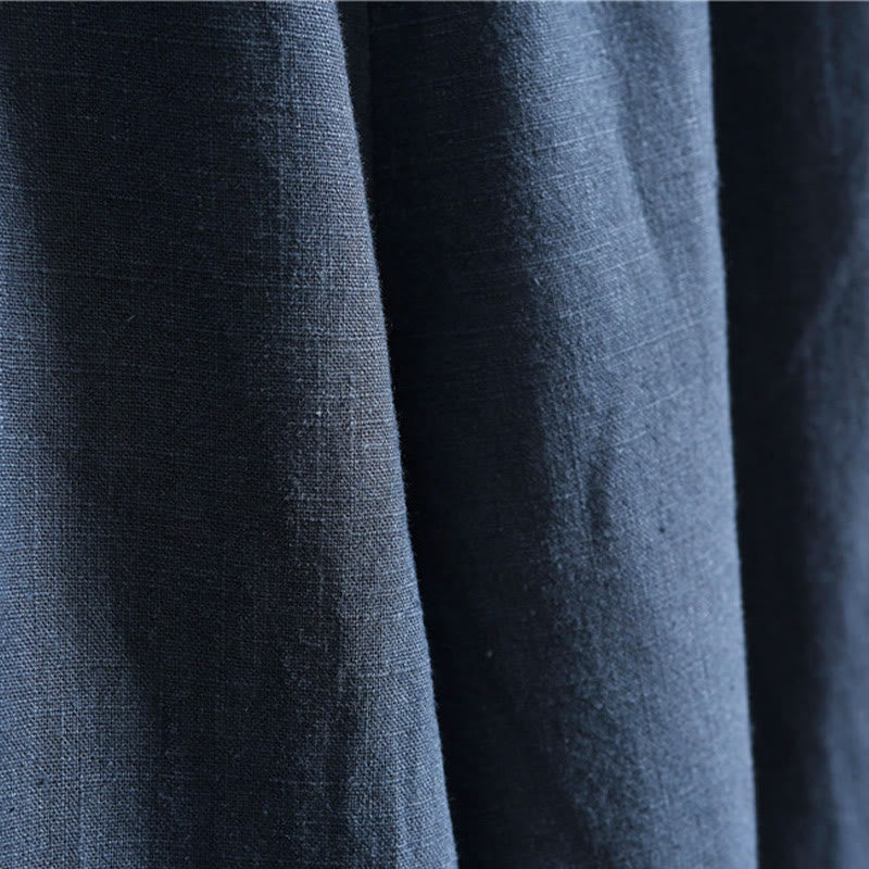 Buddha Stonesカジュアル 無地 伸縮性 ドローストリング ラミー リネン メンズ パンツ ポケット付き - image 23