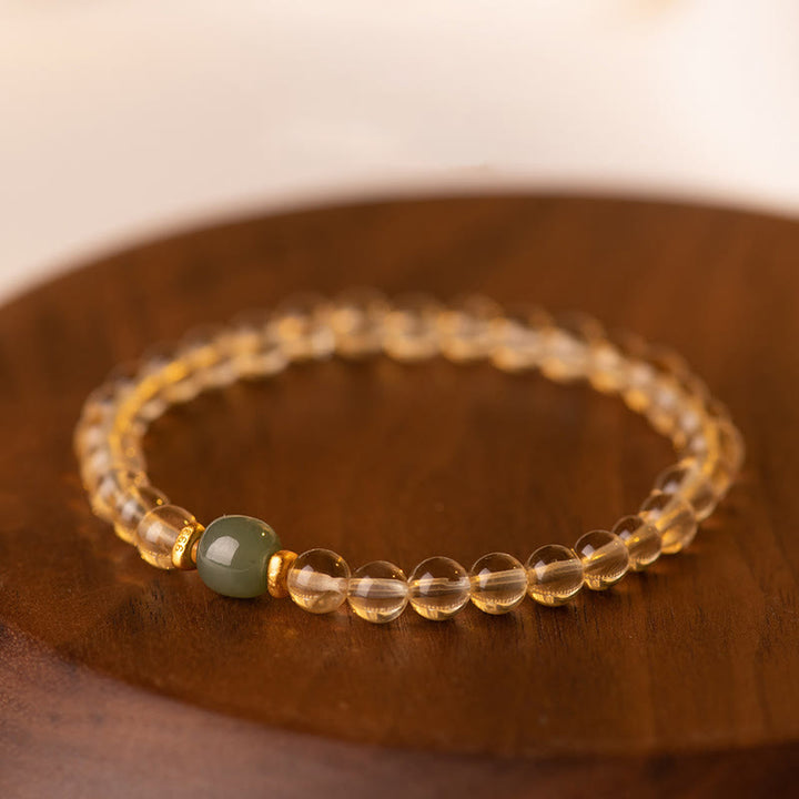 Buddha Stonesの小さなシトリン翡翠ビーズの繁栄のブレスレット