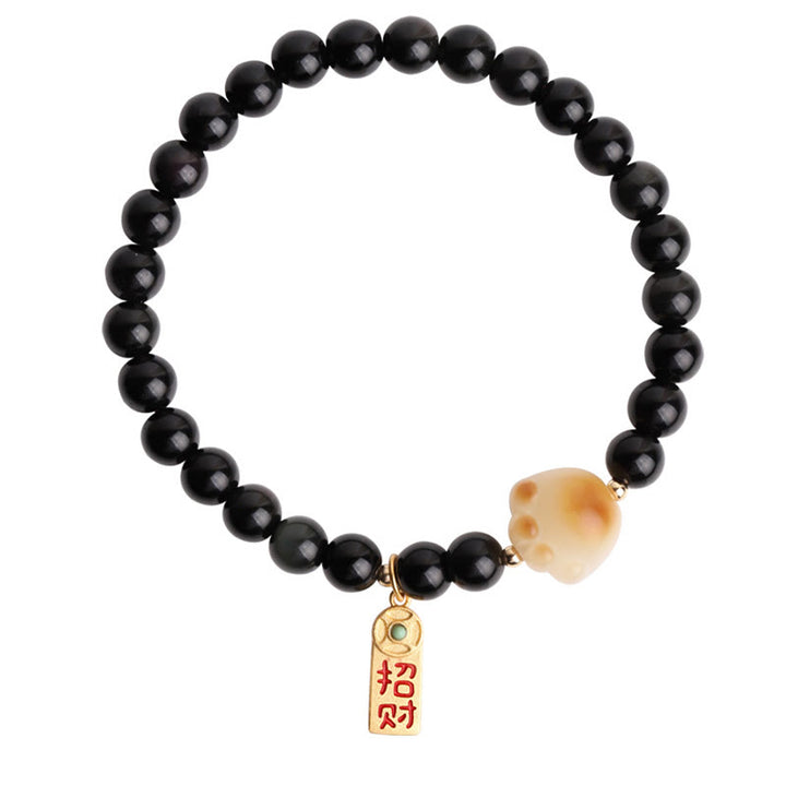 Buddha Stones黒曜石 猫の足 菩提樹幸運繁栄魔除け 浄化ブレスレット - image 16