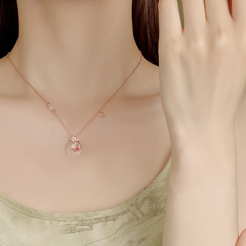 Buddha Stonesカルセドニー ピンククリスタル 925スターリングシルバー 花 鯉平和のお守りチャームポジティブネックレスペンダント - image 12