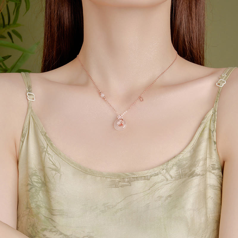 Buddha Stonesカルセドニー ピンククリスタル 925スターリングシルバー 花 鯉平和のお守りチャームポジティブネックレスペンダント - image 11