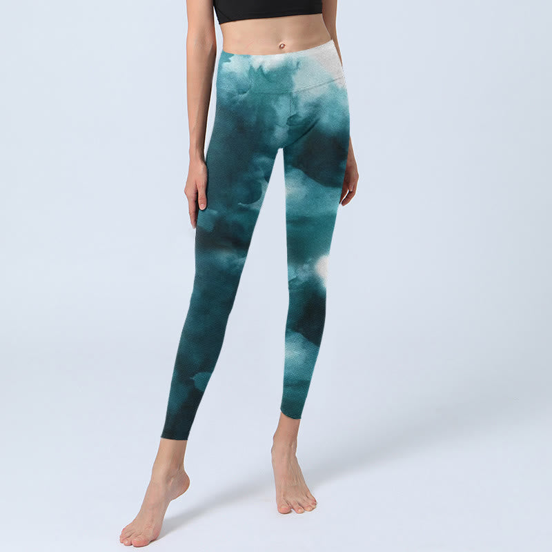 Buddha Stonesダークグリーン クラウド ジムレギンス レディース ヨガパンツ - image 5