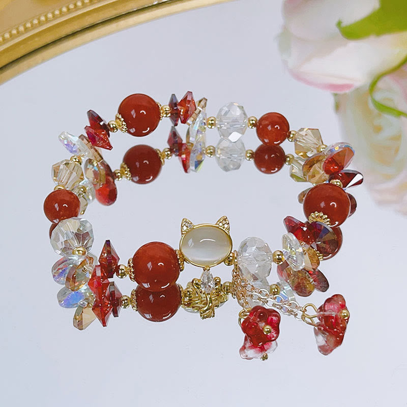 Buddha Stonesアメジストグリーンクリスタルレッドクリスタルキャットバランスブレスレット - image 20