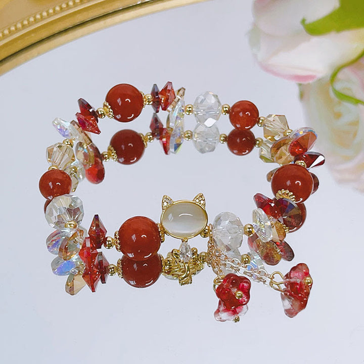 Buddha Stonesアメジストグリーンクリスタルレッドクリスタルキャットバランスブレスレット - image 20