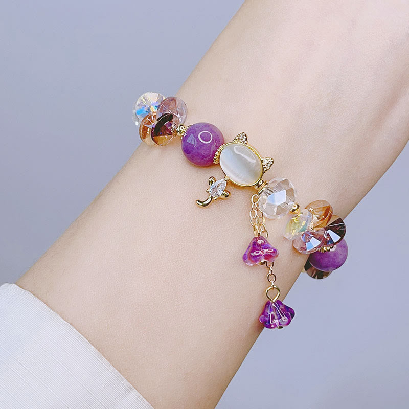 Buddha Stonesアメジストグリーンクリスタルレッドクリスタルキャットバランスブレスレット - image 6