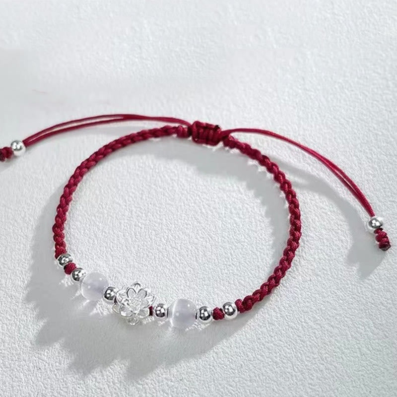 Buddha Stones 999スターリングシルバー ロータスデザイン キャッツアイビーズ プロテクションストリングブレスレット - image 12