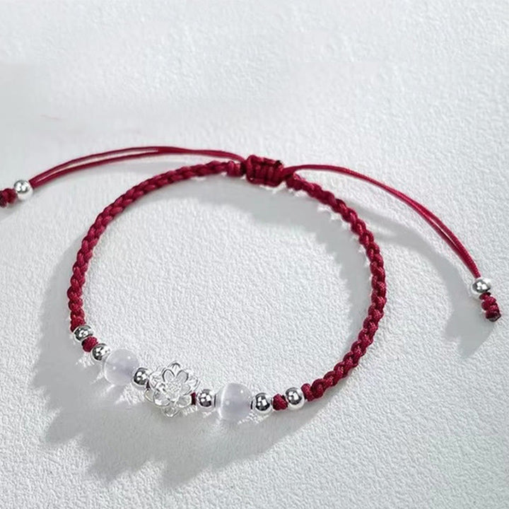 Buddha Stones 999スターリングシルバー ロータスデザイン キャッツアイビーズ プロテクションストリングブレスレット - image 12