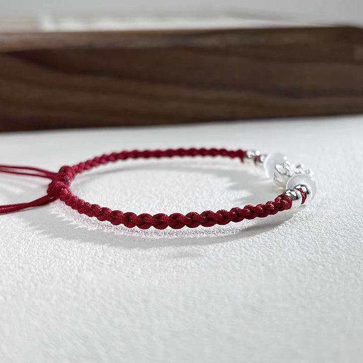 Buddha Stones 999スターリングシルバー ロータスデザイン キャッツアイビーズ プロテクションストリングブレスレット - image 14