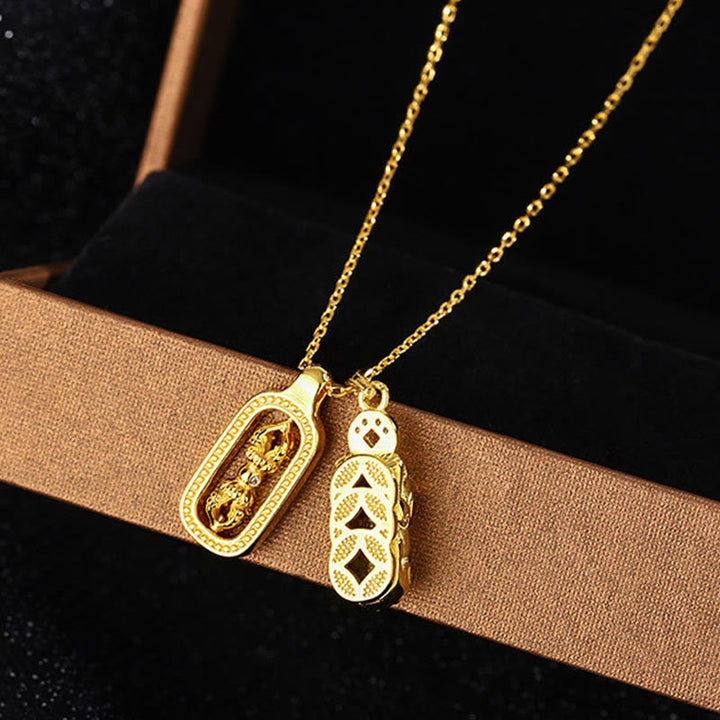 Buddha Stones999 スターリングシルバー ゴールデンPiXiu銅貨 金剛杵 富のネックレス ペンダント - image 2