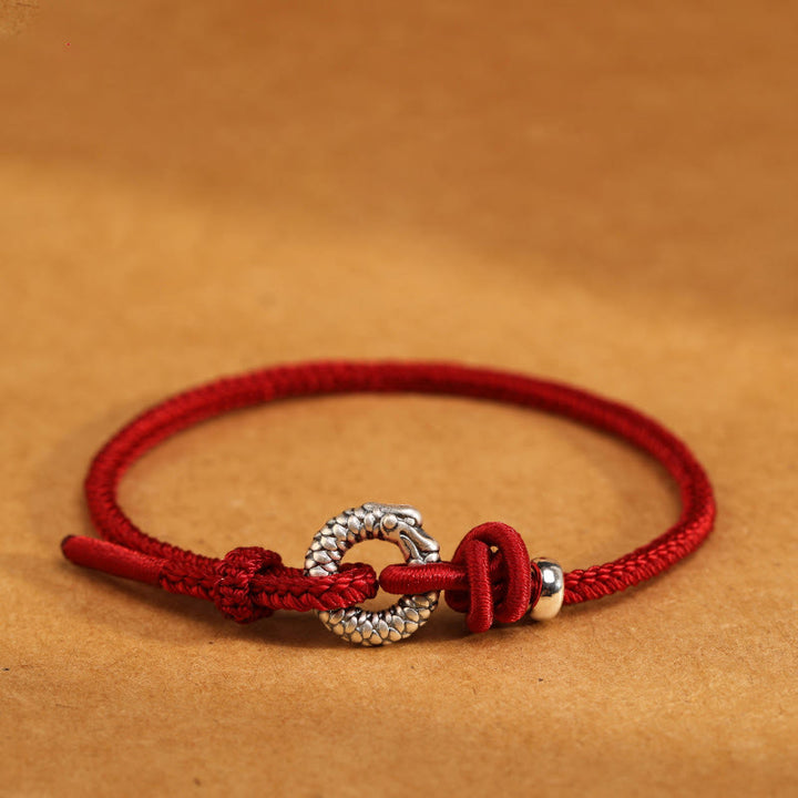 Buddha Stones999スターリングシルバー 龍年平和のお守りチャーム幸運ブレスレット  - 999スターリングシルバー（手首周り14～18cm） - image 0