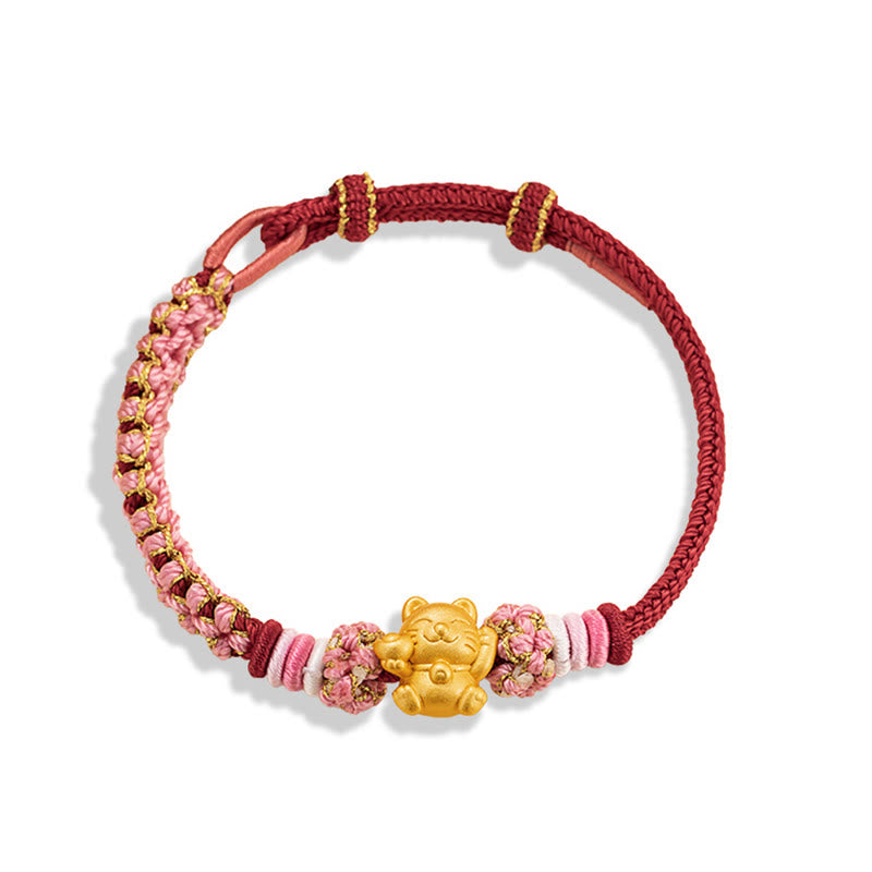 Buddha Stonesハンドメイド 999 スターリングシルバー幸運繁栄の猫インゴット 桃の花 幸運 赤いロープブレスレット - image 13