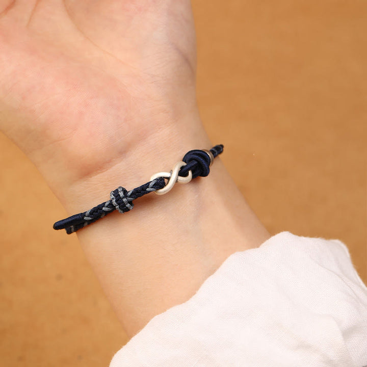 Buddha Stonesハンドメイド999スターリングシルバーエンドレスノットインフィニティシンボル幸運ロープブレスレット - image 12