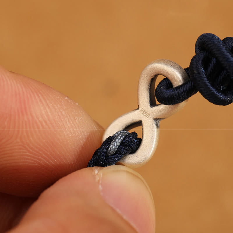 Buddha Stonesハンドメイド999スターリングシルバーエンドレスノットインフィニティシンボル幸運ロープブレスレット - image 15