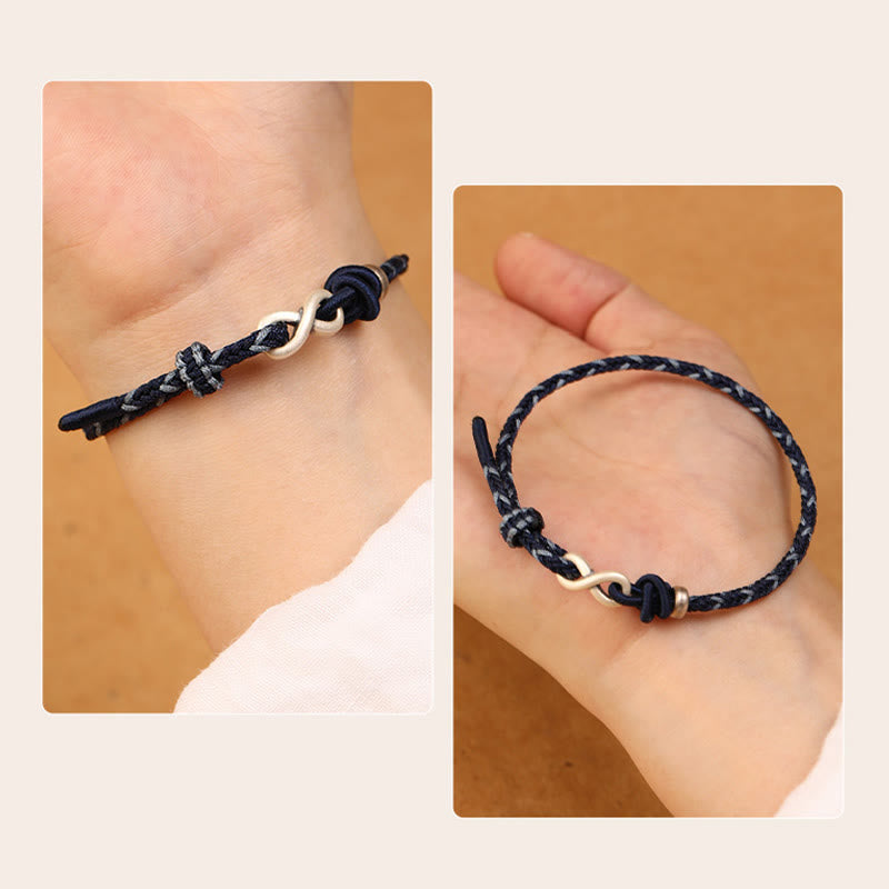 Buddha Stonesハンドメイド999スターリングシルバーエンドレスノットインフィニティシンボル幸運ロープブレスレット - image 14