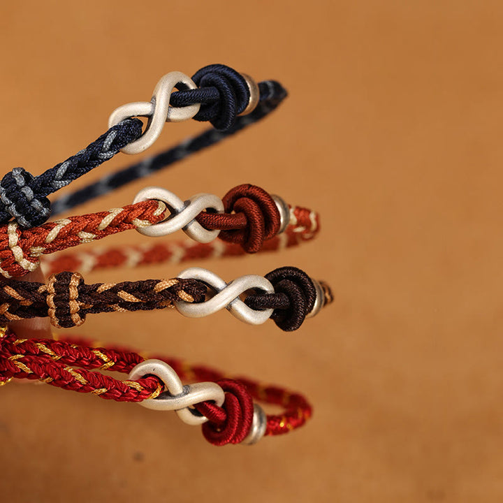 Buddha Stonesハンドメイド999スターリングシルバーエンドレスノットインフィニティシンボル幸運ロープブレスレット - image 2