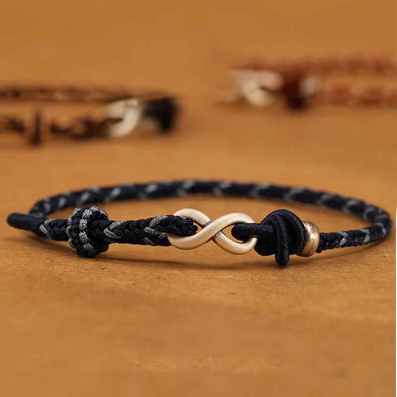 Buddha Stonesハンドメイド999スターリングシルバーエンドレスノットインフィニティシンボル幸運ロープブレスレット - image 10