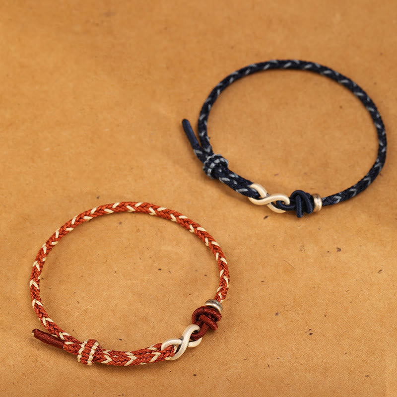 Buddha Stonesハンドメイド999スターリングシルバーエンドレスノットインフィニティシンボル幸運ロープブレスレット - image 3