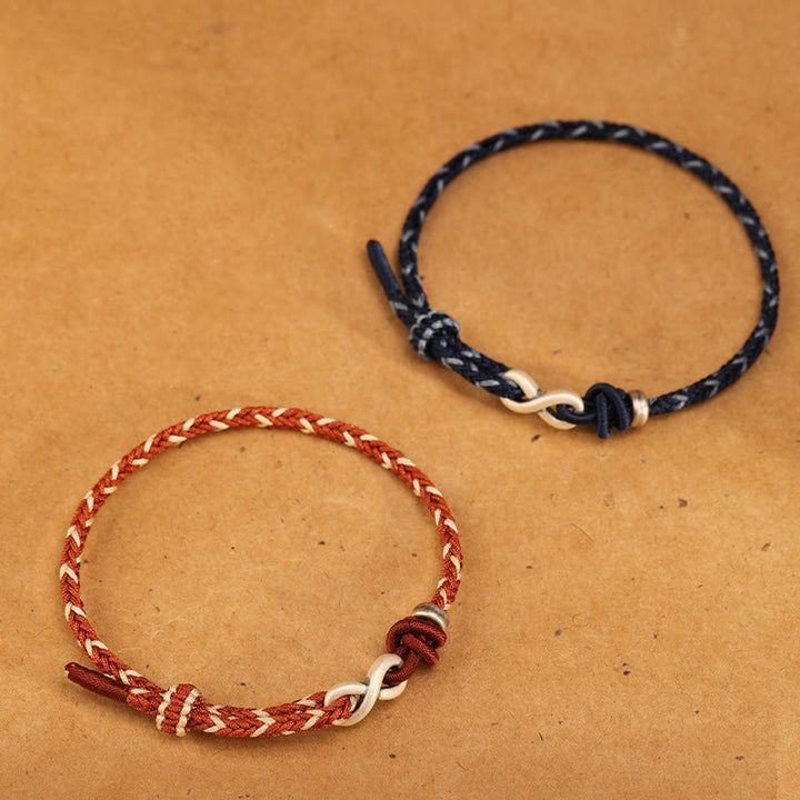 Buddha Stonesハンドメイド999スターリングシルバーエンドレスノットインフィニティシンボル幸運ロープブレスレット - image 3