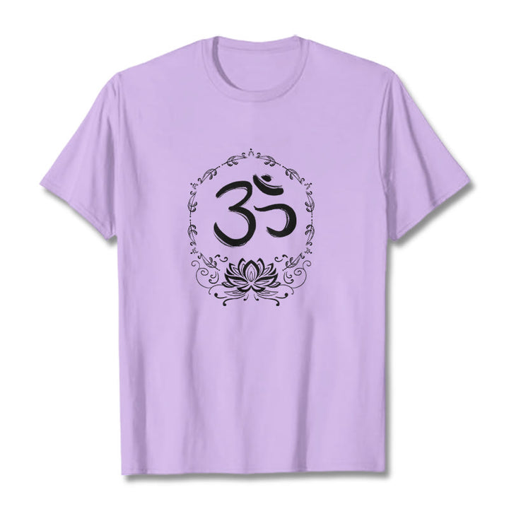 Buddha StonesOM ロータス スケッチ コットン Tシャツ - 梅 - 2XL - image 16