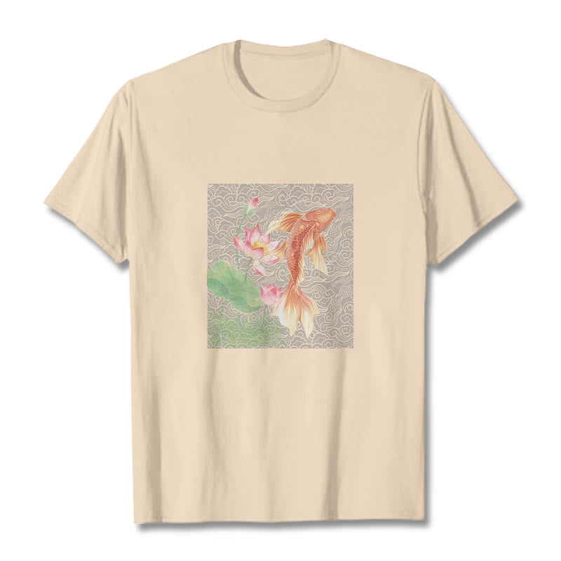 Buddha Stones、鯉、蓮の組み合わせコットンTシャツ - ビスク - 2XL - image 13