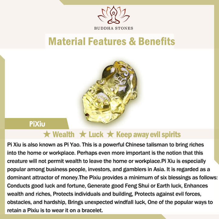 Buddha Stones天然シトリンPiXiu繁栄ブレスレット