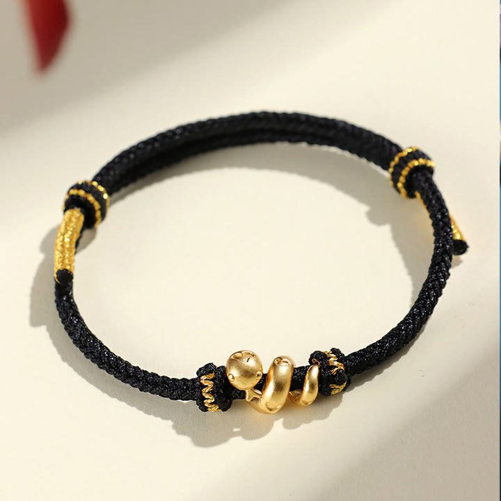 Buddha Stonesハンドメイド 999 スターリングシルバー 黄金の蛇年 赤い糸 守護 編み込みブレスレット