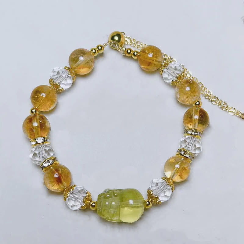 Buddha Stones天然シトリンPiXiu繁栄ブレスレット
