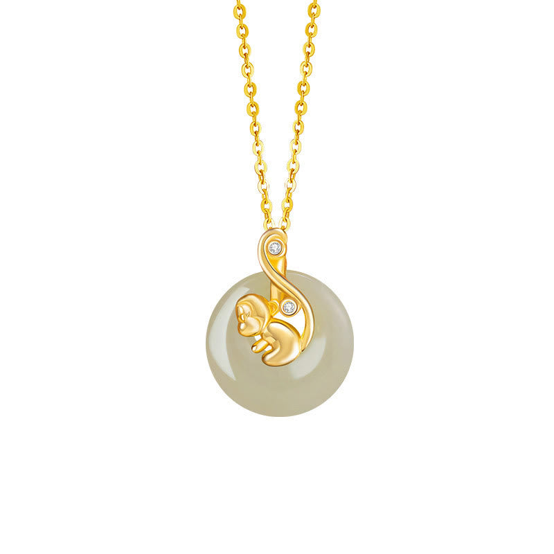 Buddha Stones中国十二支 和田翡翠 925 スターリングシルバー 豊穣のネックレスペンダント - 和田翡翠 925 スターリングシルバー - モンキー - image 25