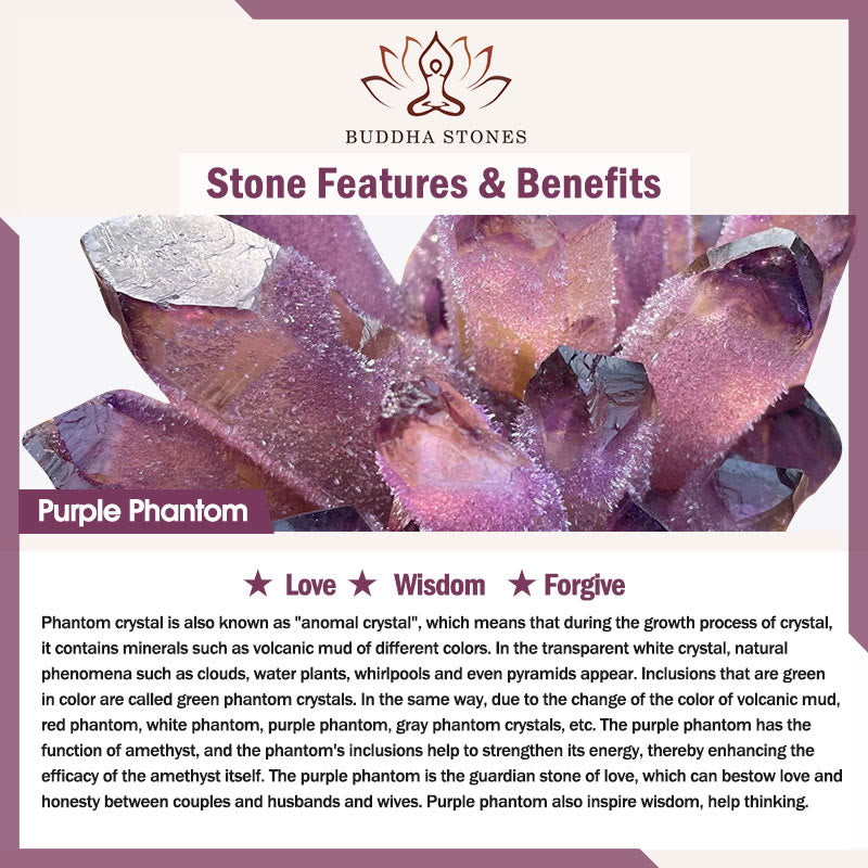 Buddha Stones天然紫ファントム愛の知恵ブレスレット