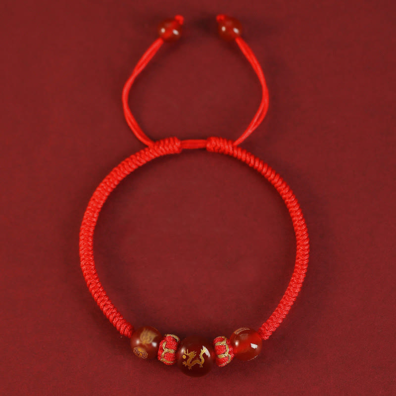 Buddha Stones手作りの赤瑪瑙中国の十二支の赤紐の編み込み守護ブレスレット - image 13