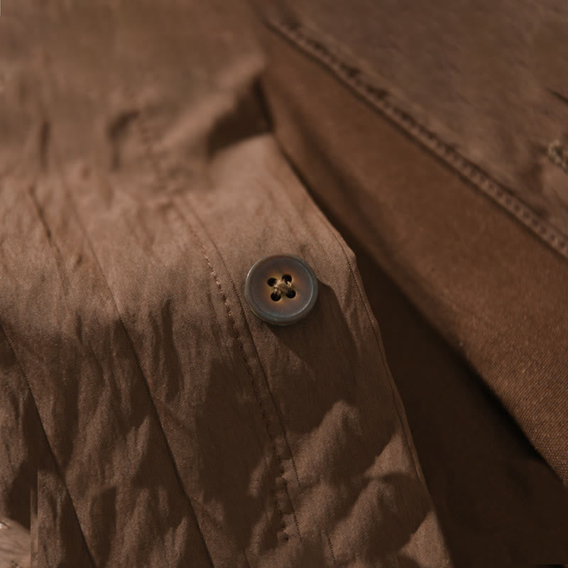 Buddha Stonesカジュアル 無地 長袖 メンズ シャツ ポケット付き - image 7