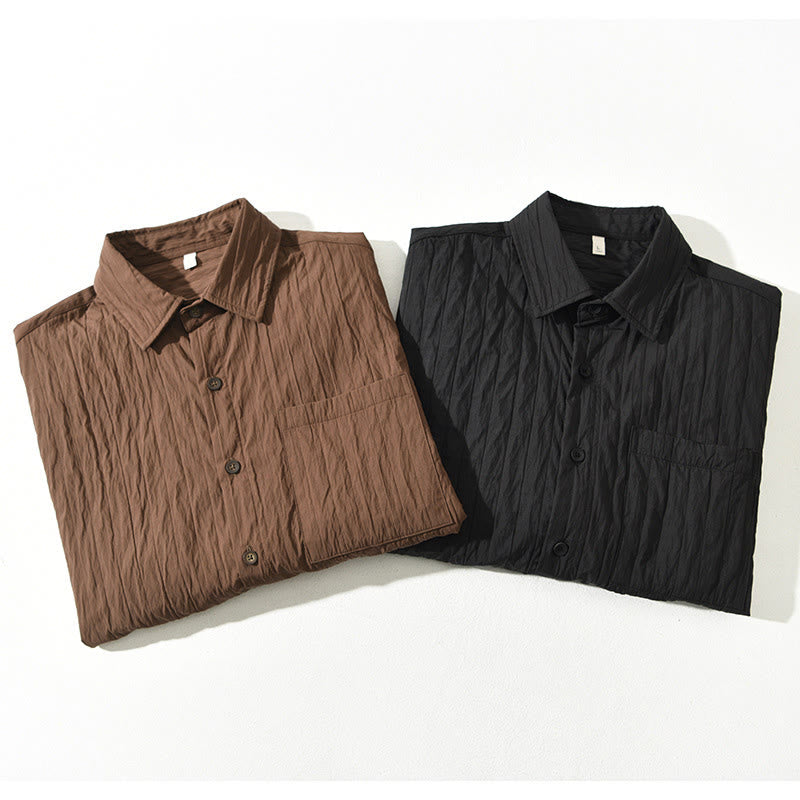 Buddha Stonesカジュアル 無地 長袖 メンズ シャツ ポケット付き - image 1