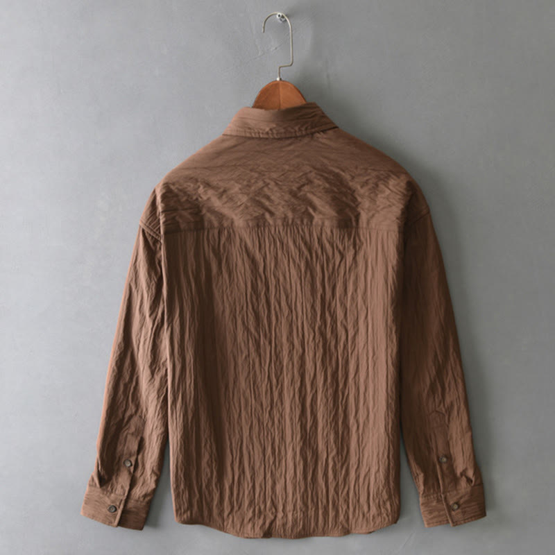 Buddha Stonesカジュアル 無地 長袖 メンズ シャツ ポケット付き - image 3