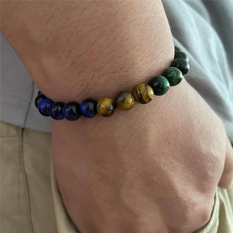 Buddha Stonesブルータイガーアイ グリーンタイガーアイ タイガーアイバランスブレスレット