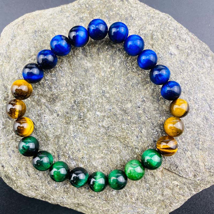 Buddha Stonesブルータイガーアイ グリーンタイガーアイ タイガーアイバランスブレスレット