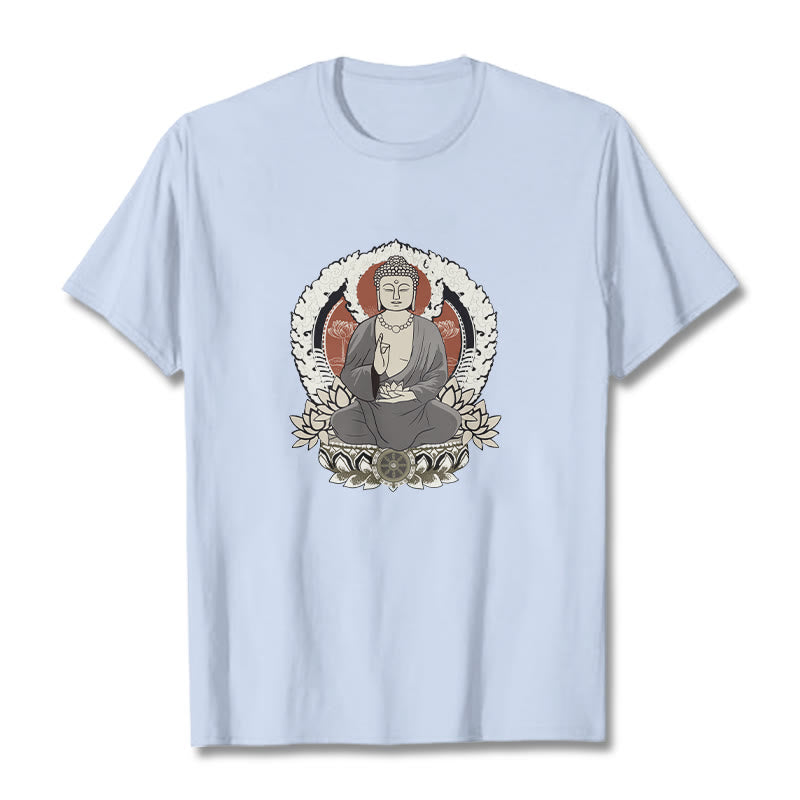 蓮華座に座る仏陀の瞑想Buddha StonesTシャツ - ライトシアン - 2XL - image 19