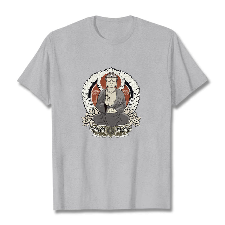蓮華座に座る仏陀の瞑想Buddha StonesTシャツ - ライトグレー - 2XL - image 20