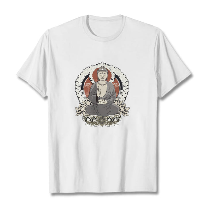 蓮華座に座る仏陀の瞑想Buddha StonesTシャツ - 白 - 2XL - image 8